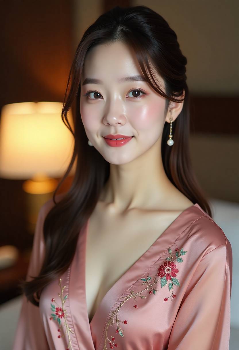 手绘风格的少女与飘动的格纹长裙