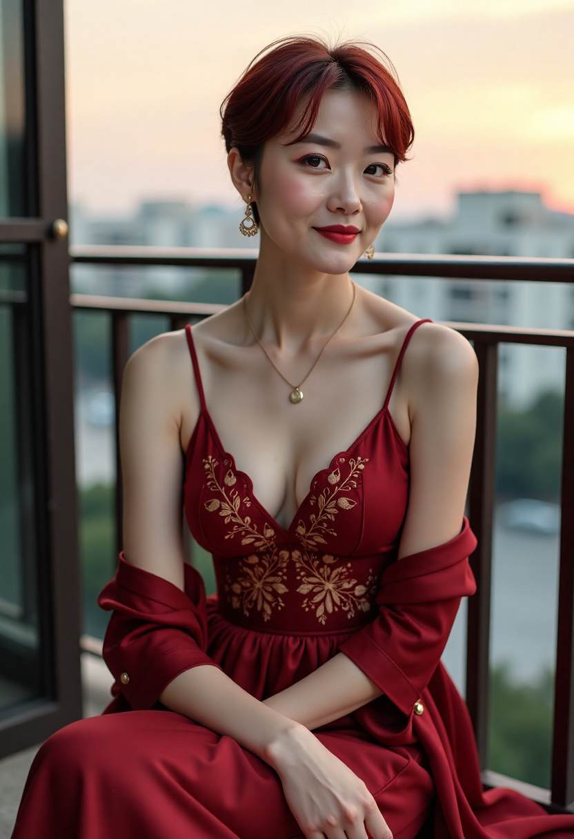 蓝白色长裙少女在海边回望